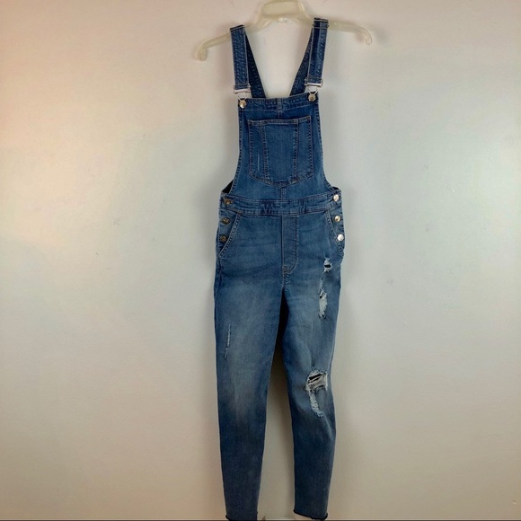H&M Denim - Divided distressed overalls size 4 2% Elastane